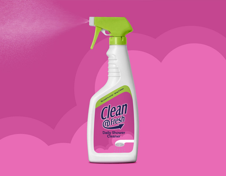 Clean 'N Fresh Shower Cleaner label illustrations